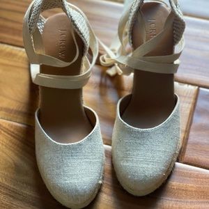 J Crew Made-in-Spain lace-up high-heel espadrilles